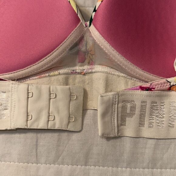 PINK VS 32B Ivory Pink Floral Padded Push-up Bra - Picture 12 of 12